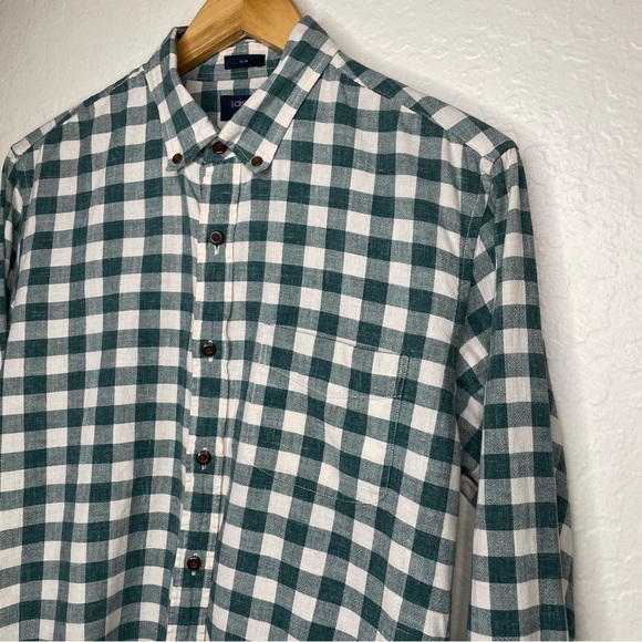 J. Crew Homespun Checkered Plaid Button Down Pocket Shirt Men’s Sz. M Green Slim - Picture 5 of 8